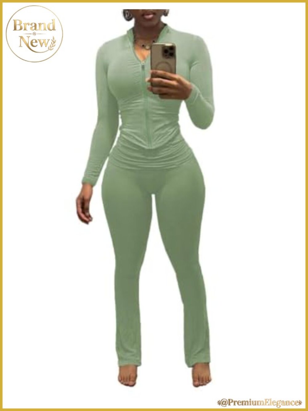 Two Piece Workout Set Long Sleeve Zip Up Tracksuit Sweatsuit